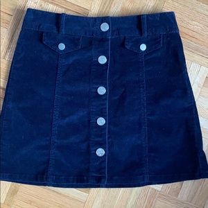 Button- front cotton navy skirt
